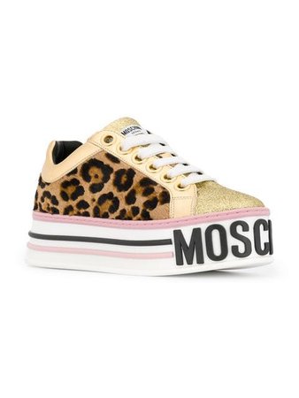Moschino leopard print logo sneakers