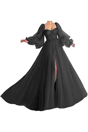Amazon.com: black Ball Gowns for Women Puffy Sleeve Prom Dress Long Lace Bodice Puffy Tulle Ball Gown Size 4: Clothing