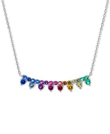Macy's Sterling Silver Cubic Zirconia Rainbow Collar Necklace