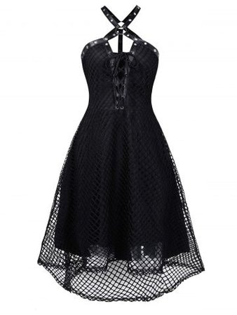 Black fishnet goth dress