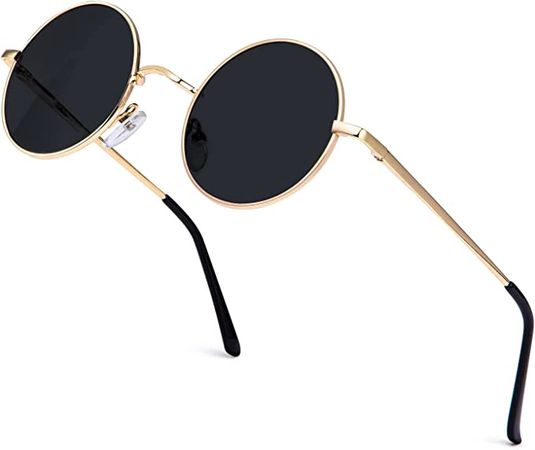 Round Sunglasses Men Women Polarized Hippie Round Sun Glasses Small Circle Sun Glasses Metal Frame With UV Protection, Golden Rim (45mm) : Amazon.ca: Clothing, Shoes & Accessories