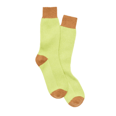 Guest In Residence - THE SOFT SOCKS 100% CASHMERE in Lime/Almond