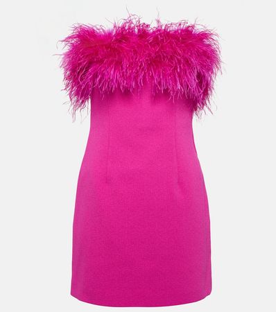 Feather Trimmed Crepe Minidress in Pink - Rebecca Vallance | Mytheresa