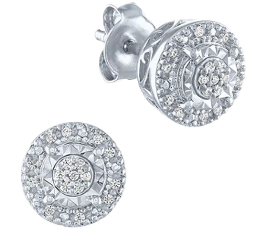 Jc Penny- 1/10 CT. T.W. Genuine Diamond Sterling Silver 8.2mm Stud Earrings