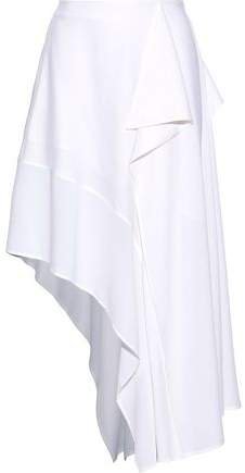 Asymmetric Layered Crepe De Chine-paneled Silk Skirt