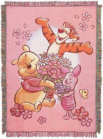 Disney's Winnie The Pooh, Flower Power Woven Tapestry Throw Blanket, 48" x 60", Multi Color: Amazon.ca: Home & Kitchen
