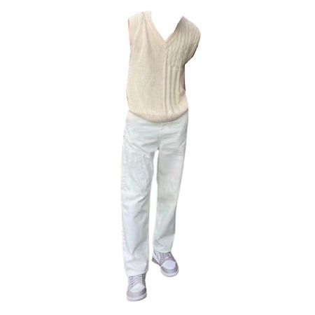 off white sweater vest pants sneakers full outfit png