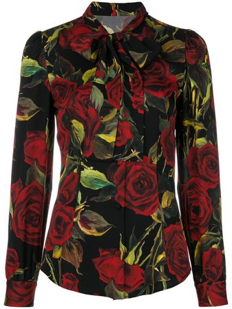 Dolce & Gabbana Floral Print Blouse - Black | ModeSens