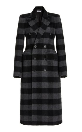 Hourglass Double-Breasted Plaid Wool Coat By Balenciaga | Moda Operandi