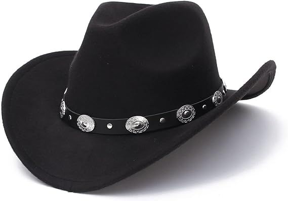 Utaly Womens Felt Western Cowboy Hats for Men Wide Brim Cowgirl Fedoras Hat with Belt Buckle at Amazon Women’s Clothing store
