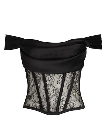 ROZIE CORSETS Draped Bustier Top In Black | INTERMIX®