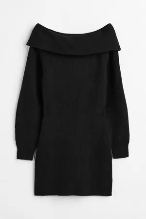 Off-the-shoulder Bodycon Dress - Black - Ladies | H&M CA
