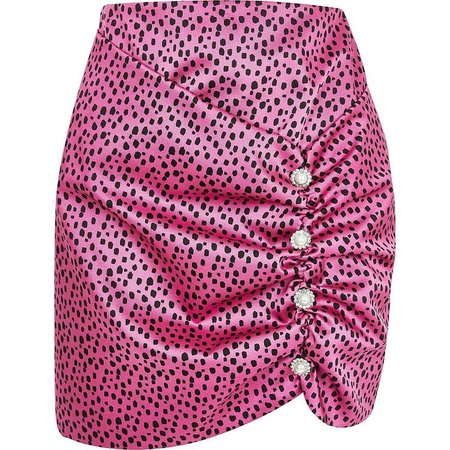 pink silk leopard print skirt
