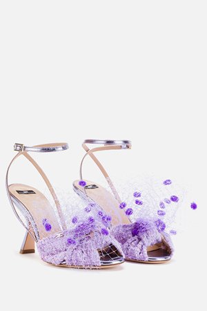 Sandalo open toe bouclé con fiocco Elisabetta Franchi | Acquista online