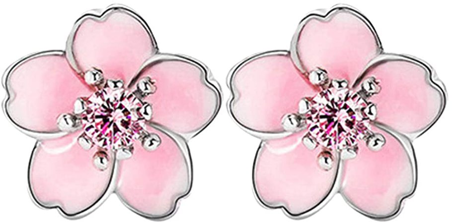 S925 Sterling Silver Stud Earrings Sakura Flower Earrings Eardrop Jewelry(Pink) : Amazon.ca: Clothing, Shoes & Accessories