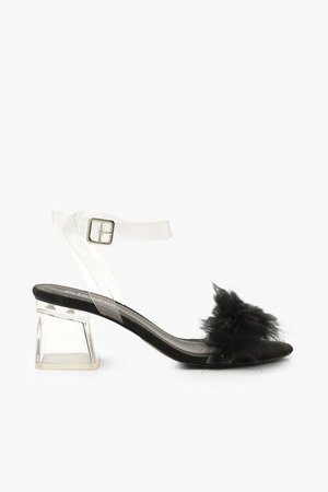 Feather Low Clear Heel 2 Parts | Boohoo black