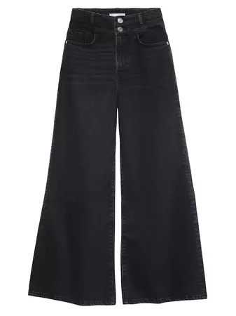 Shop Frame Double-Waistband Crop Wide-Leg Jeans | Saks Fifth Avenue