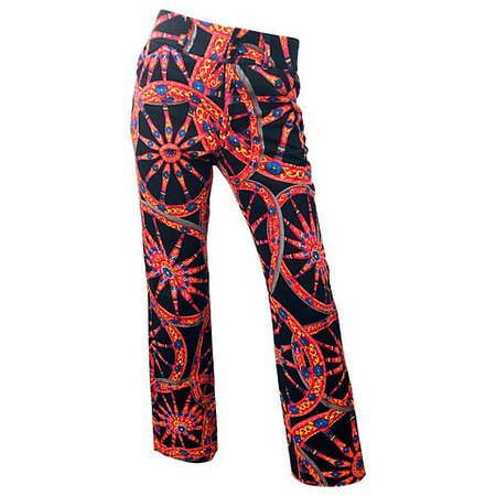 1990s Dolce & Gabbana Sex & The City Nautical Novelty Compass Print 90s Trousers