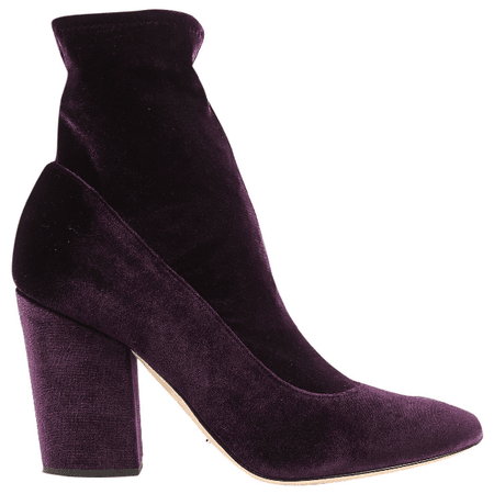 Pre-Owned Sergio Rossi Purple Velvet Boots | ModeSens