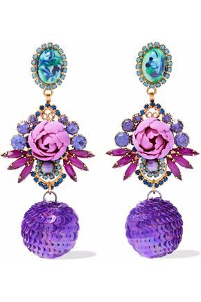 Gold-tone, crystal, stone and sequin earrings | ELIZABETH COLE | Sale up to 70% off | THE OUTNET