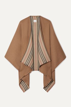 Camel Reversible striped wool wrap | Burberry | NET-A-PORTER