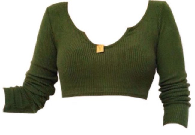 green cropped knit top