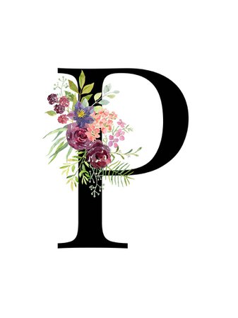 Letter P floral alphabet instant digital download | Etsy
