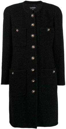 Pre-Owned 1980's collarless midi coat