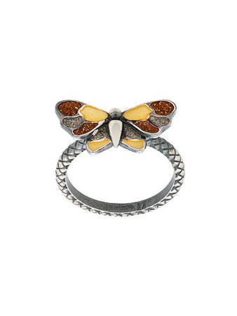 Bottega Veneta butterfly enamelled ring, $300