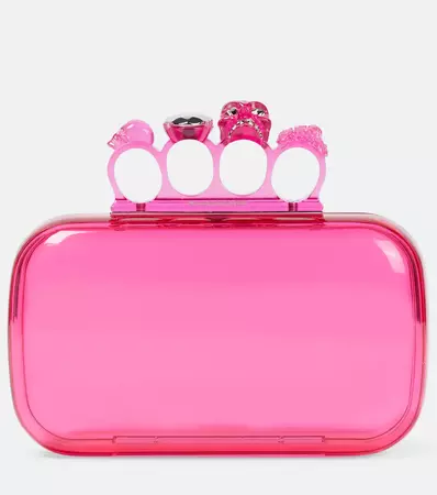 Four Ring Embellished Clutch in Pink - Alexander Mc Queen | Mytheresa