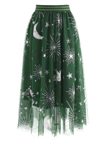 Green And Silver Tulle Skirt