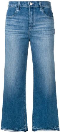 cropped unfinished hem jeans