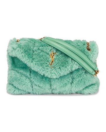 Saint Laurent Small Loulou Puffer Chain Bag in Iced Mint | FWRD