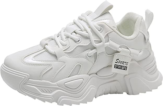 Amazon.com | VAXAV Women's Fashion Breathable Mesh Platform Sneakers Casual Jogging Walking Shoes Size 5.5 White | Walking