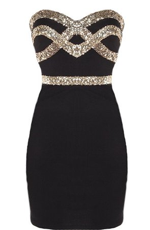 *clipped by @luci-her* Black Diamond Dress | Black Gold Sequin Sweetheart Neck Dress | RicketyRack.com