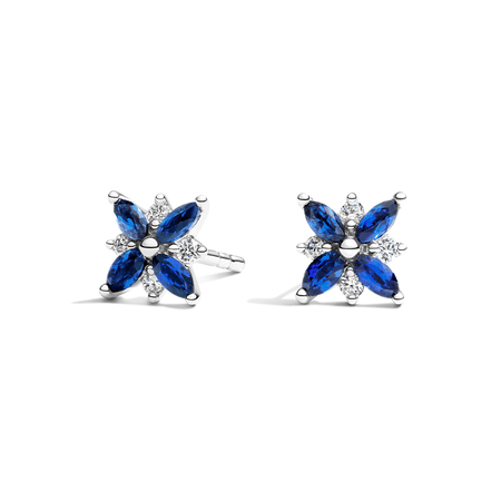 Petal Sapphire and Diamond Earrings