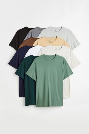 10-pack Regular Fit Crew-neck T-shirts - Green/blue/yellow - Men | H&M US