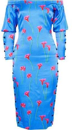 Dania Off-the-shoulder Floral-print Washed Stretch-silk Dress
