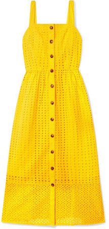 Coletta Broderie Anglaise Cotton-voile Midi Dress - Yellow