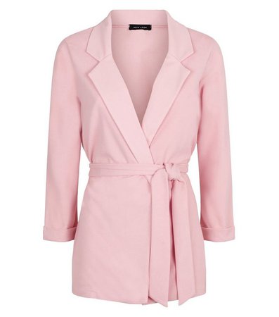 Pale Pink Scuba Belted Blazer | New Look