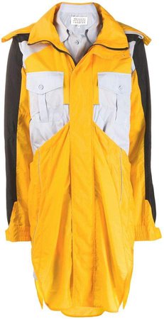 colour block hooded raincoat