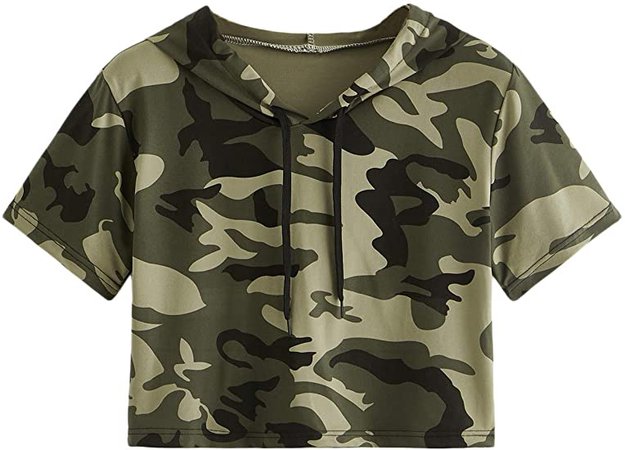 SweatyRocks Women's Casual Summer Short Sleeve Loose Hooded Crop Tops T-Shirt at Amazon Women’s Clothing store
