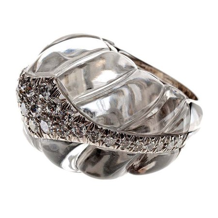 David Webb 18K White Gold Rock Crystal and Diamond Ring For Sale at 1stDibs | david webb rings for sale