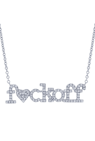 Fuckoff White Gold Necklace With White Diamonds – NATASHA ZINKO
