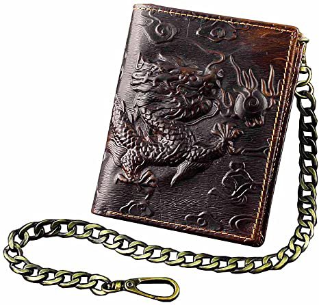 Amazon.com: Vintage Dragon Mens Wallet Slim Card Money Purse Wi/ Safe Chain