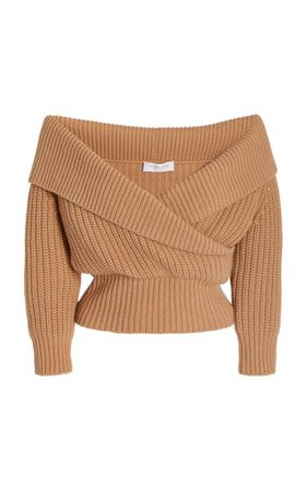 Off-The-Shoulder Ribbed Cashmere Sweater By Michael Kors Collection | Moda Operandi