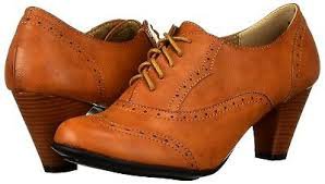 womens brown lace up oxford heels - Google Search
