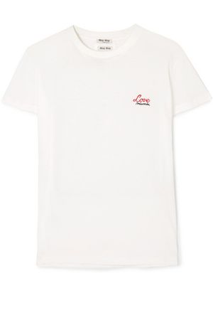 Miu Miu | Embroidered printed cotton T-shirt | NET-A-PORTER.COM