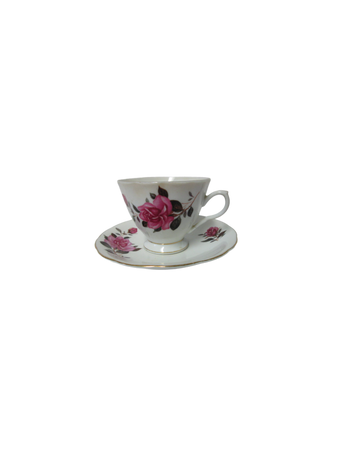 pink roses floral teacups tea set