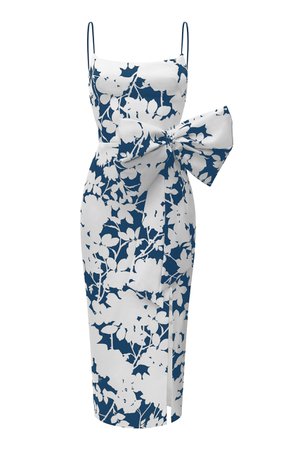 Rasario Bow-Embellished Printed Satin Dress Size: 34